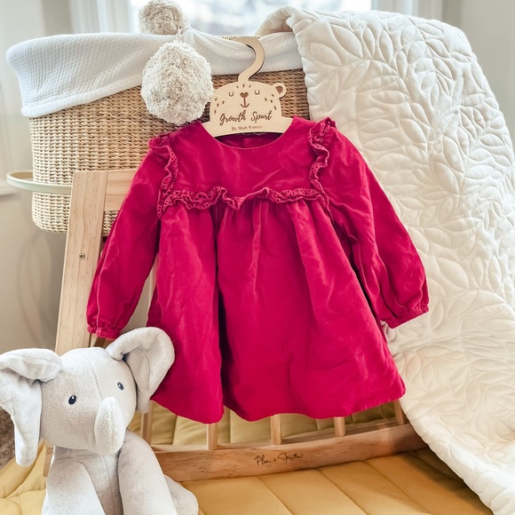 ZARA Baby Girl Red Corduroy Dress / Christmas Dress 9-12M - Picture 1 of 6